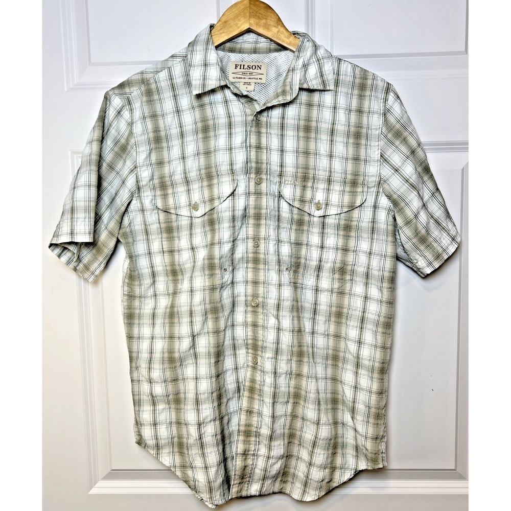 Filson Performance Plaid Button‎ Down Shirt Small Mesh Lined Vented Fishing EUC